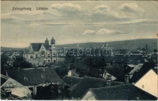 1915 Zalaegerszeg, látkép és zsinagóga. Komlos M. Miksa kiadása (EK)