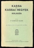 Schermann Szilárd: Kassa és a kassai hegyek kalauza. Két térképvázlattal, egy panorámaképpel és 63 képpel. Bp., 1944., Magyarországi Kárpát Egyesület, (Légrády-ny.), 352 p.+1 (kihajtható panorámakép) t. + 2 (térképek, Kassa belterülete, 15x18 cm; Kassai hegyek utvonalvázlata, 42x55 cm) t. A 321. és 352. oldalak között fekete-fehér fotókkal illusztrált. Kiadói papírkötés, a borító szélein egészen kis szakadásokkal, de alapvetően szép állapotban.