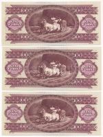 1995. 100Ft (3x) "B 024 032809 - B 024 032811" sorszámkövetők T:I-,II 
Adamo F39