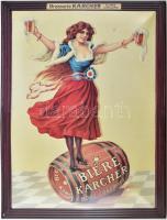 Karcher sör dombornyomott fém reklám tábla, modern, 27x47 cm