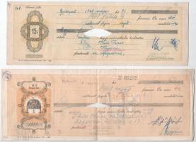 1947-1948 9 db-os érvénytelenített váltó-tétel, hátoldalán illetékbélyegekkel, bélyegzésekkel T:III