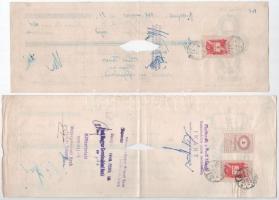 1947-1948 9 db-os érvénytelenített váltó-tétel, hátoldalán illetékbélyegekkel, bélyegzésekkel T:III