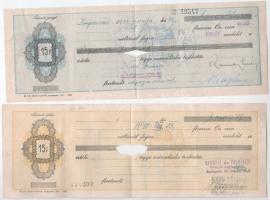 1947-1948 9 db-os érvénytelenített váltó-tétel, hátoldalán illetékbélyegekkel, bélyegzésekkel T:III