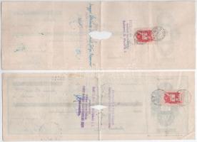 1947-1948 9 db-os érvénytelenített váltó-tétel, hátoldalán illetékbélyegekkel, bélyegzésekkel T:III