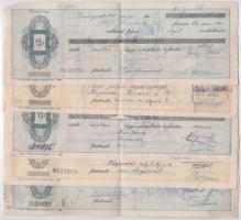 1947-1948 9 db-os érvénytelenített váltó-tétel, hátoldalán illetékbélyegekkel, bélyegzésekkel T:III