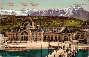 Lucerne, Luzern; Bahnhof / railway station, trams (EK)