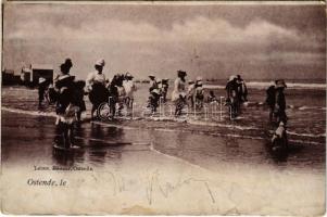 1900 Oostende, Ostende; beach, bathers (creases)