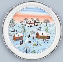 Villeroy & Boch porcelán dísztányér, Gérard Laplau által tervezett, Négy évszak - Tél mintával. Matricás, jelzett, hibátlan, d: 23,5 cm