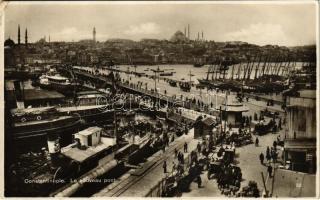 1930 Constantinople, Istanbul; Le nouveau pont / new bridge, port, steamships (EK)