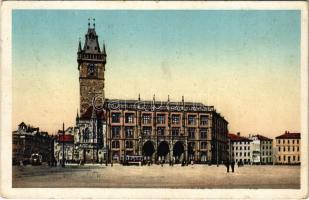 1937 Praha, Prag, Prague; Staromestská radnice / Altstädter Rathaus / old town hall, tram (EK)