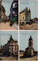 1917 Maribor, Marburg; Herrengasse, Tegetthoffstrasse, Scherbaumhof u. Franziskanerkirche, Domkirche / street view, hotel, shops, churches (EK)