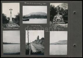 1934 Badacsonyi fotók 4 db albumlapra ragasztva (ipari kisvasút, Badacsonytomaj kőfejtő, Ranolder ke...