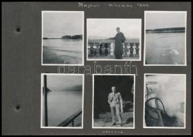 1934 Badacsonyi fotók 4 db albumlapra ragasztva (ipari kisvasút, Badacsonytomaj kőfejtő, Ranolder ke...