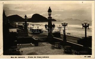 1931 Rio de Janeiro, Praia de Copacabana / beach, autobus, automobiles (pinholes)