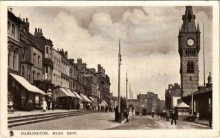 1907 Darlington, High Row, tram, shops (EK)