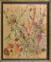 Róna Emy (1904-1988): Virágok (1963). Pasztell, papír, jelzett, sérült keretben, 50x39 cm