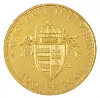 1938. 100P aranyozott Cu utánverete "R" jelzéssel, kapszulában T:PP kis karc