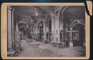 cca 1880 Budapest, New York Kávéház, keményhátú fotó, sérült karton, 10,5×16,5 cm