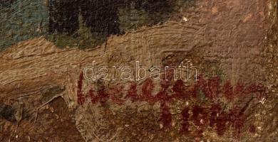 Incze Ferenc (1910-1988): Őszi táj, Erdély, 1940 körül. Olaj, vászon, jelzett. Dekoratív, sérült ker...