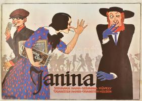 Faragó Géza (1877-1928): Janina szivarka papír - szivarka hüvely, modern reprint reklám plakát,  81x59 cm