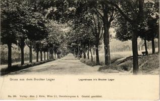 1911 Királyhida, Bruckújfalu Tábor, Brucker Lager, Bruckneudorf; Lagerstrasse / Tábor utca / street view. Verlag Alex J. Klein (EK)