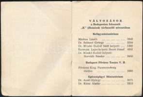 1966 Budapesten felszerelt K állomásokról. Titkos telefonkönyv.12 p