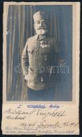 cca 1916-1917 Rudolf von Knezic kerületi parancsnok, kartonra ragasztott fotó, feliratozva, felületi kopásokkal, 17,5×11,5 cm