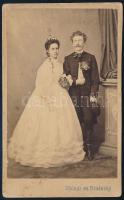 cca 1865 Kisbér Haftl János és Söpf Karolin esküvői fotója vizitkártya