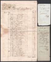 cca 1840-1850 Vegyes Gyógyszerészeti számlák és receptek