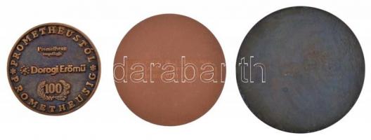 Vincze Dénes (1914-1972) DN Szocreál tudomány témájú Br plakett (78mm) + ~1980. "Lenin" eg...