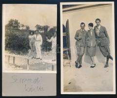 Gróf Zichy Tivadart és társaságát ábrázoló amatőr felvételek albumlapdarabokra ragasztva, 4 db, néme...