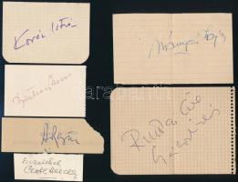 Aláírásgyűjtemény: Ránki György, Arkagyij Rajkin, Ruttkai Gábor Miklós, Mányai Lajos, Kovács István színész. Bilicsi Tivadar, Kabos László.