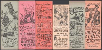 cca 1930-1940 A Cserépfalvi kiadó 21 db illusztrált reklám könyvjelzője, 20x6,5 cm körül