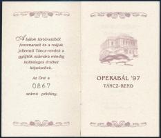 1997 Operabál '97 táncz-rend. 0867. számú táncrend. "Táncz-rend. Bálok és Jourok hűsítő it...