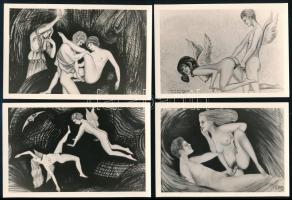 Pornográf rajzok német kiadású fotói, 8 db, 13×9 cm