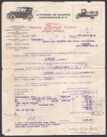 1928-1929 3 db fejléces Lincoln Ford Fordson, Automobil és Traktor Kereskedelmi Rt. számla, hajtott, foltos.