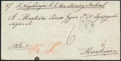 1848 Fél latos hivatali levél NAGY BÁNYA - Munkács