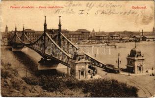 1913 Budapest, Ferenc József híd, villamos (fl)