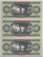 1962. 10Ft (9x) "A 107 268421 - A 107 268429" sorszámkövetők T:II-III szép papír
Adamo F6