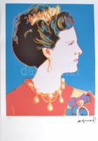 Andy Warhol (1928-1987): Queen Margarethe II. Dánia királynéja / Queen of Denmark. Girl with earring Litográfia, papír. Sorszámozott 45/100 jelzett a nyomaton. Georges Israel editeur szárazpecséttel is jelzett, Lithography with attest lapméret 38,3x56,3 cm,