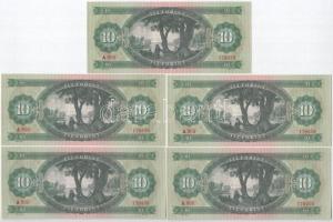 1962. 10Ft (5x) "A 800 179495-179500" sorszámkövetők T:I-
Adamo F6