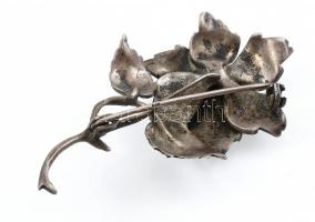 Régi, ezüst (Ag) bross. Jelzett, kövekkel, 10 g, 6 cm