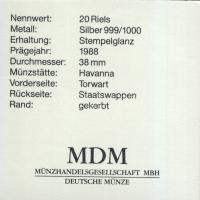 Kambodzsa 1988. 20R Ag "Mexikói Labdarúgó VB-kapus" T:1 Tanúsítvánnyal!