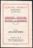 cca 1930 Lengyel Márkus Varrógép-, Kerékpár-, Kötőgép- és Gramofon Áruháza 21. sz. árjegyzék, 12p