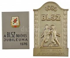 1959. 1959. BLSZ - Bozóki Gyula - Jó sportmunkáért fém plakett (65x103mm) + 1976. A BLSZ 50 éves jubileuma 1976 fém plakett zománcozott rátéttel (51x71mm) T:1-,2