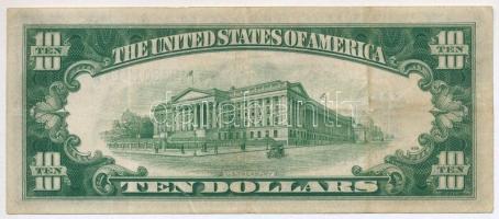Amerikai Egyesült Államok 1934A 10$ "A93801814A" "Silver Certificate - kisméretű sárg...