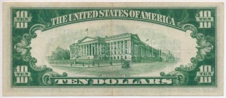 Amerikai Egyesült Államok 1934A 10$ "A99613250A" "Silver Certificate - kisméretű sárg...