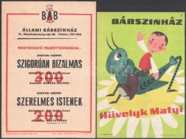 cca 1950-1960 Állami Bábszínház, 4 db villamosplakát, 24×15 cm