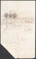1862 Mosonmagyaróvár, okmány rabok számára tartandó oktatásról 7+6+6 kr okmánybélyeggel, szárazpecséttel
