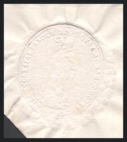 1862 Mosonmagyaróvár, okmány rabok számára tartandó oktatásról 7+6+6 kr okmánybélyeggel, szárazpecsé...